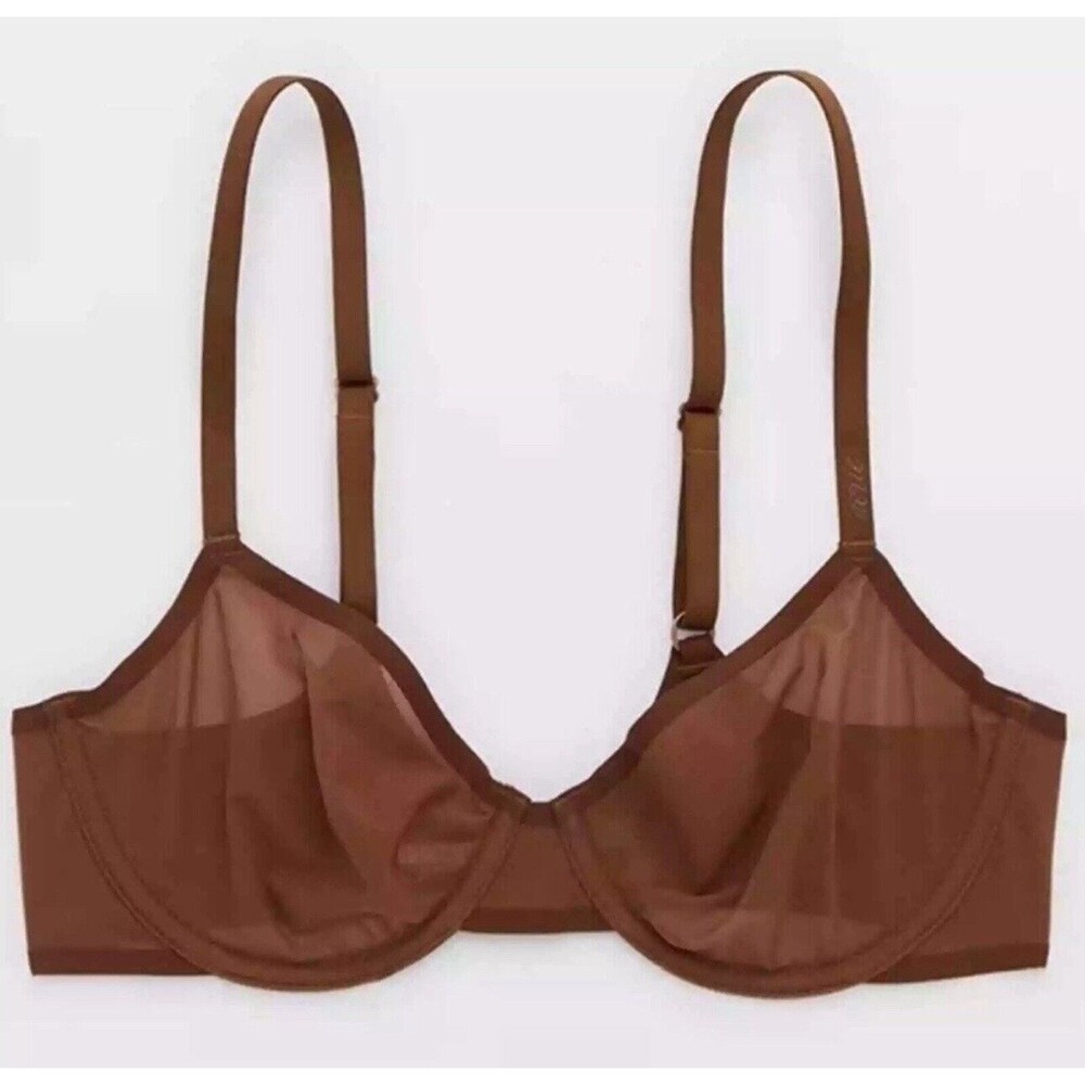 aerie Brown Sheer Underwire Bra